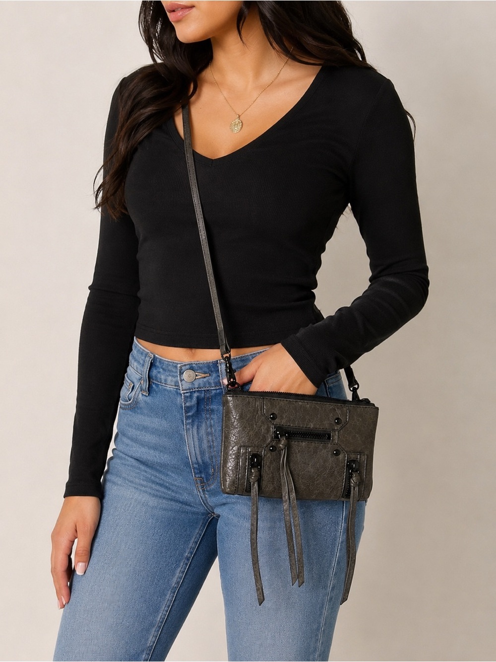 Botkier Metallic Charcoal Crossbody Bag - Great Condition